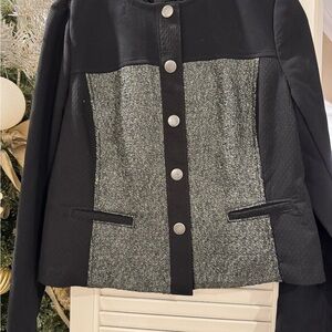 CAbi Sz MED Black and Gray Blazer with Button Detail